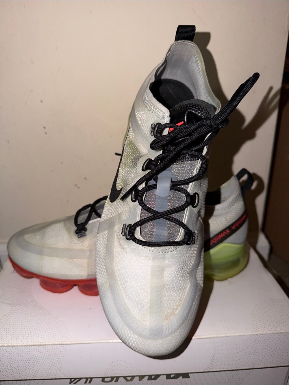 Nike Men's Sneakers in White with Black Laces and Multicolor Air Units